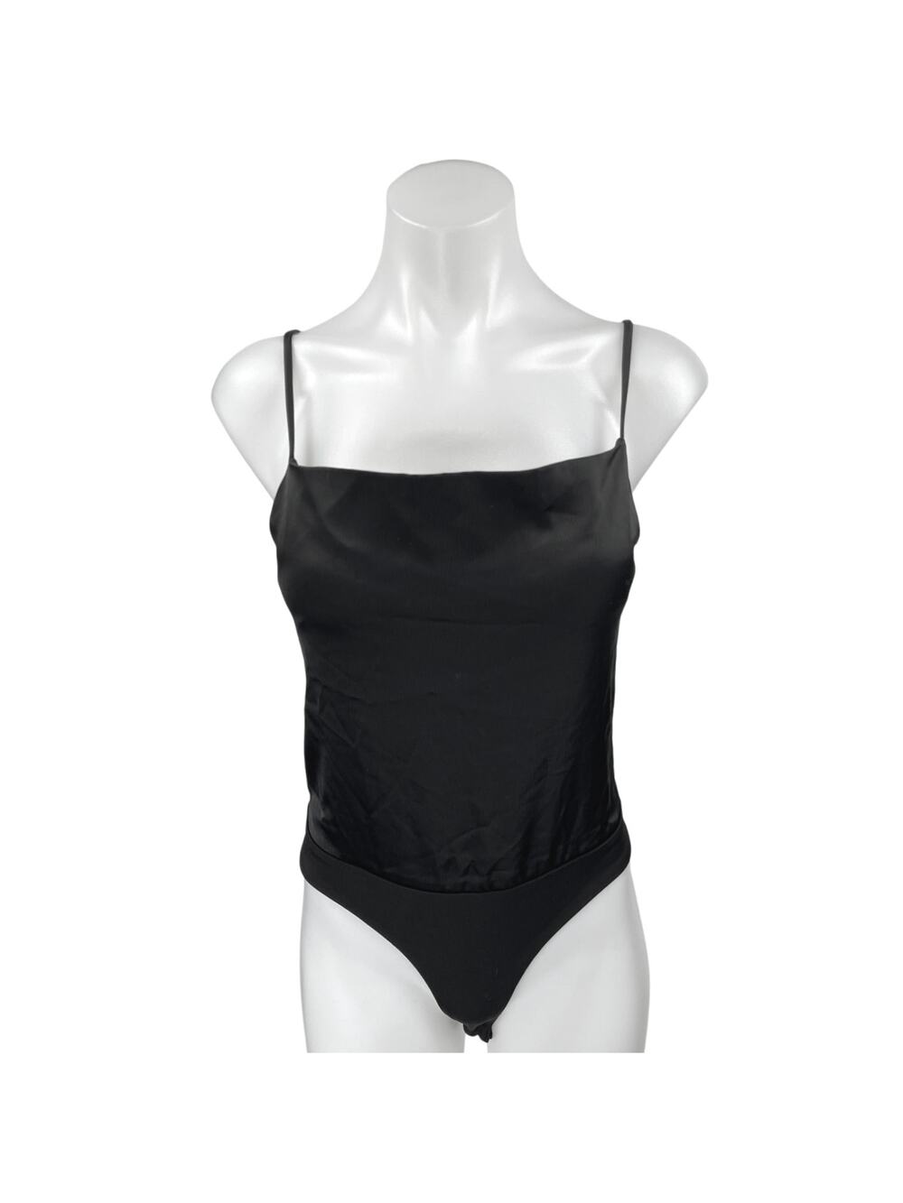A Love Like You Black Silk Satin Sleeveless Cami Camisole Tank Bodysuit Top Sz S